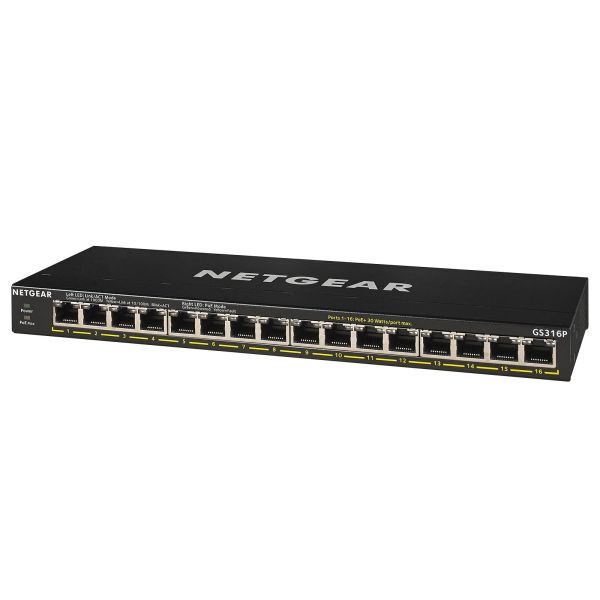 NETGEAR 16PT GE UNMANAGED SWCH W/POE/POE+ GS316P-100EUS