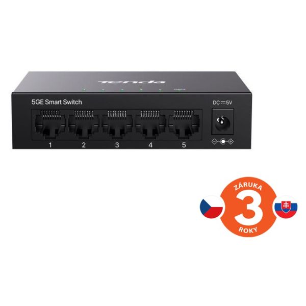 Tenda TEG2205D Websmart L2 cloud managed switch, 5x 10/100/1000 Mbps, Kov, Fanless - bez ventilátorov 75012017