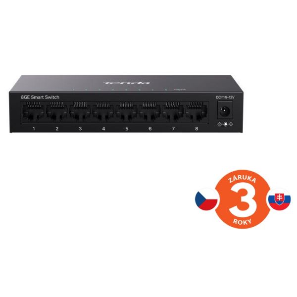 Tenda TEG2208D Websmart L2 cloud managed switch, 8x 10/100/1000 Mbps, Kov, Fanless - bez ventilátorov 75012018