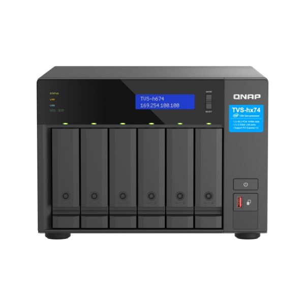 QNAP TVS-h674-i3-16G (4core 4,3GHz, ZFS, 16GB RAM, 6x SATA, 2x M.2 NVMe, 2x PCIe, 2x 2,5GbE, HDMI) TVS-h674-i3-16G