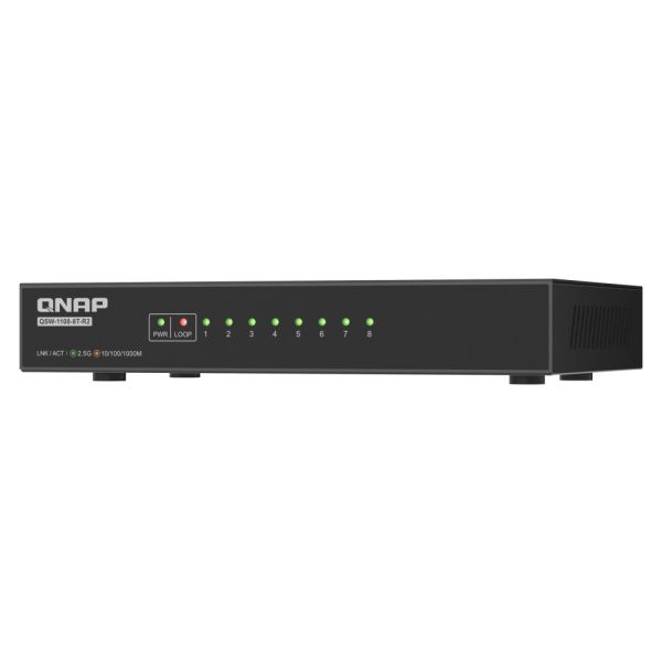 QNAP switch QSW-1108-8T-R2 (8x 2,5GbE port, pasívne chladenie, podpora 100M/1G/2,5G) QSW-1108-8T-R2