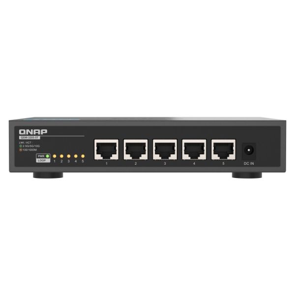 QNAP switch QSW-3205-5T (5x 10GbE port, pasiv. chladenie, podpora 100M/1G/2,5G/5G a 10G) QSW-3205-5T