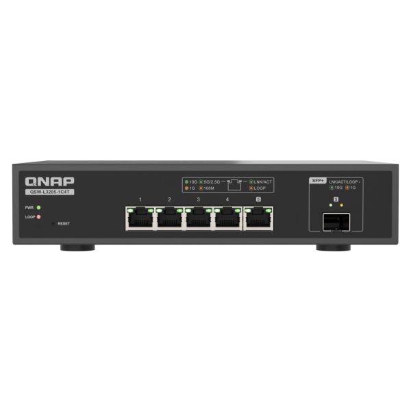 QNAP switch QSW-L3205-1C4T (4x 10GbE port, 1x 10G SFP+/NBASE-T Combo, Lite Managed) QSW-L3205-1C4T