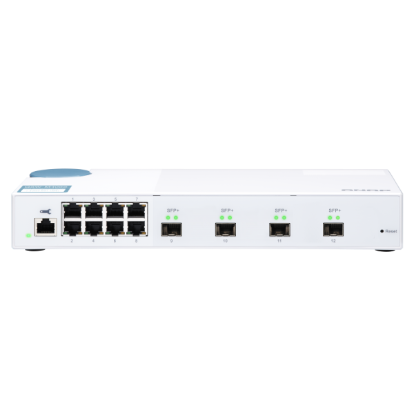 QNAP riadený switch QSW-M408S (12portov: 8x Gigabit port + 4x 10G SFP+ porty) QSW-M408S