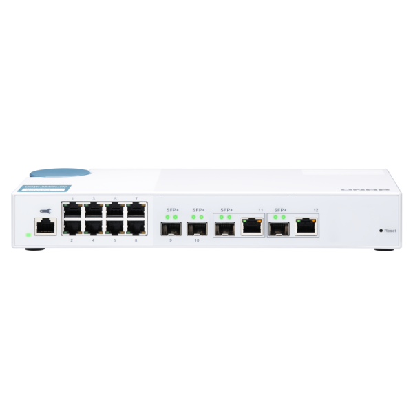 QNAP riadený switch QSW-M408-2C (12portov: 8x Gigabit port + 4x 10G SFP+ /2x 10GbE kombo porty) QSW-M408-2C