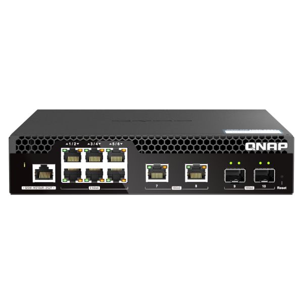 QNAP riadený PoE++ switch QSW-M2106PR-2S2T (6x 2,5GbE RJ45, 2x 10GbE RJ45, 2x 10GbE SFP+, malá šírka) QSW-M2106PR-2S2T