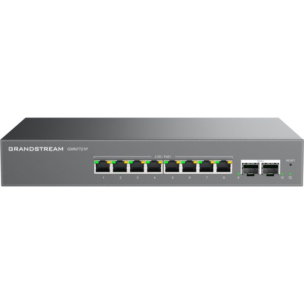 Grandstream GWN7721P L2 Lite managed switch, 8x 2.5GbE RJ45, 2x 10G SFP+, PoE/PoE+ GWN7721P