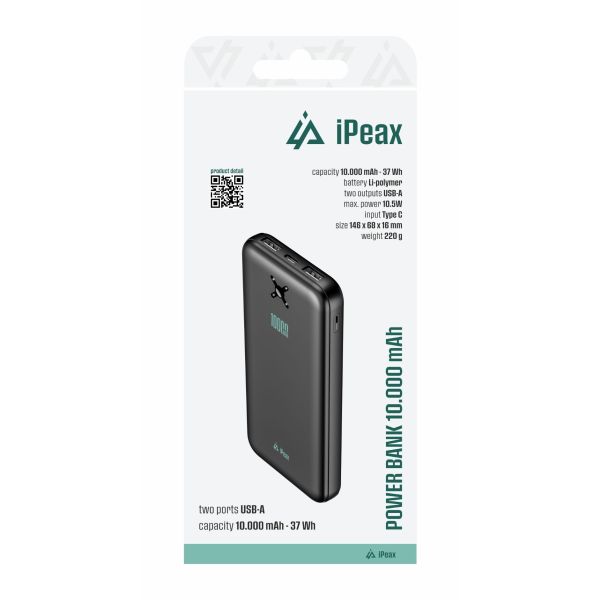 POWER BANKA 10000 mAh, 10,5 W, 2x USB-A ČIERNA
