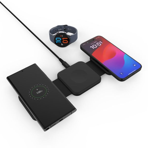QI skladacia nabíjačka 3v1 FIXED Flex for Samsung FIXFLE-SA-BK