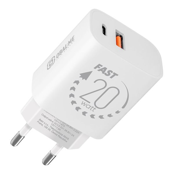 OBAL:ME Cestovná Nabíjačka USB-A + USB-C 20W White 8596311273452
