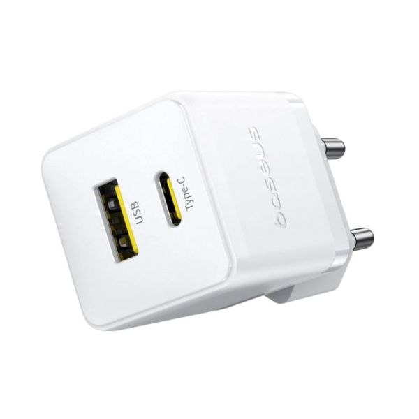 Baseus Rýchlonabíjačka do siete Palm 30W 1xUSB-A 1xUSB-C PD QC 3.0 biela