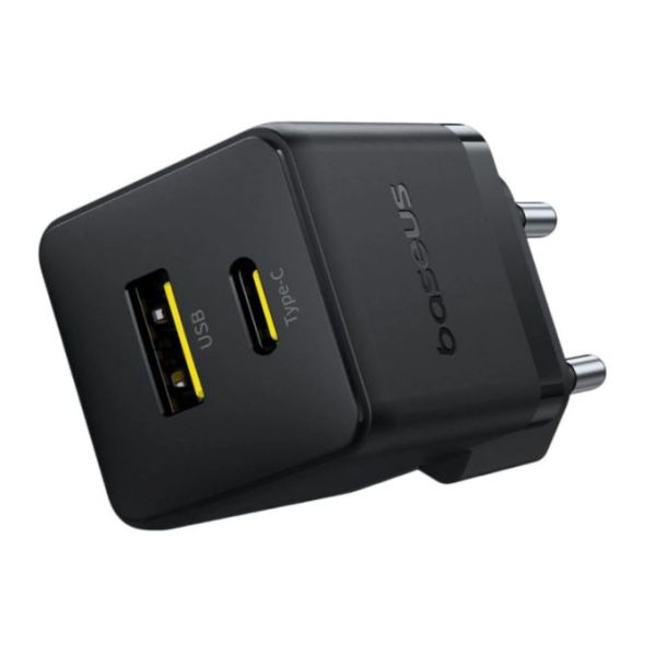Baseus Rýchlonabíjačka do siete Palm 30W 1xUSB-A 1xUSB-C PD QC 3.0 čierna 6932172672478