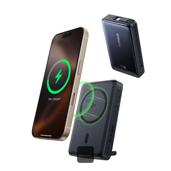 Baseus Powerbanka PicoGo Qi2 10000mAh 45W s káblom USB-C čierna 6932172677589