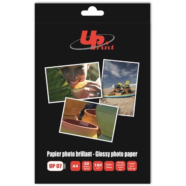 UPrint Glossy photopaper, foto papier, lesklý, biely, A4, 180 g/m2, 20 ks, atramentový, DOPREDAJ