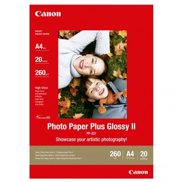 Canon Photo Paper Plus Glossy, PP-201 A4, foto papier, lesklý, 2311B019, biely, A4, 260 g/m2, 20 ks, atramentový