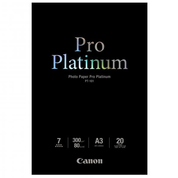 Canon Photo Paper Pro Platinum, PT-101 A3, foto papier, lesklý, 2768B017, biely, A3, 300 g/m2, 20 ks, atramentový