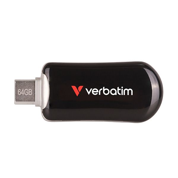 Verbatim USB flash disk, USB C, 64GB, Plectra, čierny, 30224, USB C
