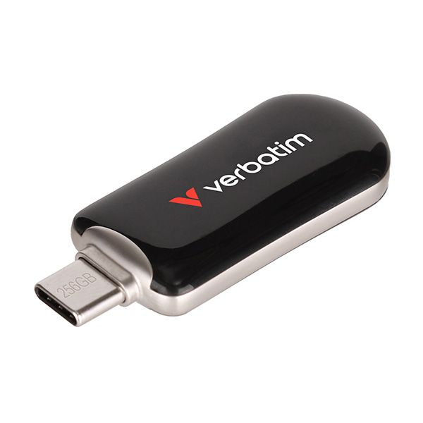 Verbatim USB flash disk, USB C, 256GB, Plectra, čierny, 30226, USB C