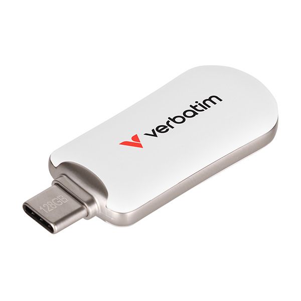 Verbatim USB flash disk, USB C, 128GB, Plectra, biely, 30229, USB C