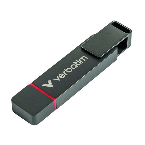 Verbatim USB flash disk, USB C a USB 3.2 Gen 1, 512GB, Dual QuickStick, šedý, 32042, USB C, s pútkom