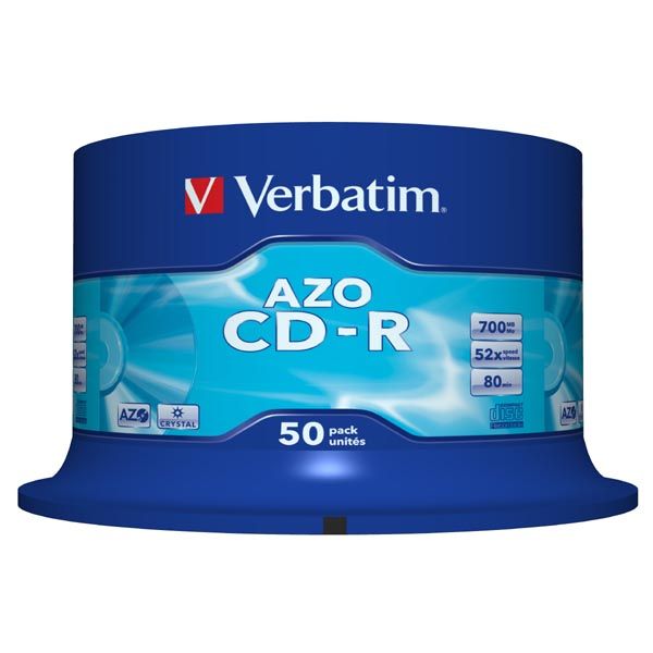 CD-R disk, Jewelcase, AZO, 700MB, 52x, 50 ks, cake box, VERBATIM "DataLife Plus", 50ks