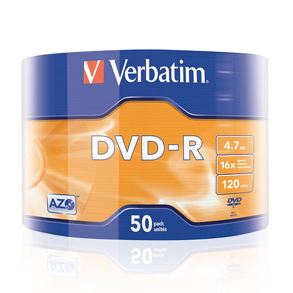 DVD-R disk, 4,7GB, 16x, 50 ks, zmršťovacie balenie, VERBATIM, 50ks