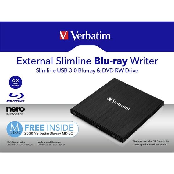 BluRay zapisovačka, USB 3.0, externá, VERBATIM