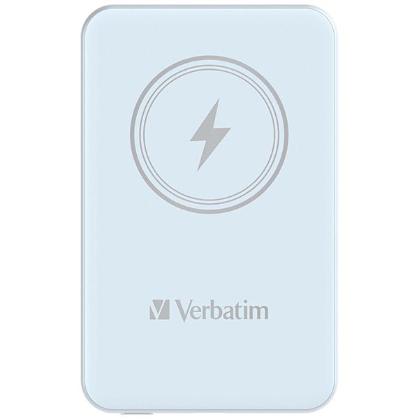 Verbatim, power banka s bezdrôtovým nabíjaním, 5V, nabíjanie telefónu, 32242, 5 000mAh, magnetické pripevnenie, modrá