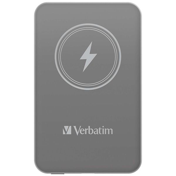 Verbatim, power banka s bezdrôtovým nabíjaním, 5V, nabíjanie telefónu, 32244, 5 000mAh, magnetické pripevnenie, šedá