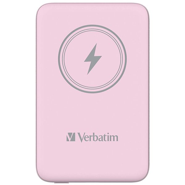 Verbatim, power banka s bezdrôtovým nabíjaním, 5V, nabíjanie telefónu, 32248, 10 000mAh, magnetické pripevnenie, ružová