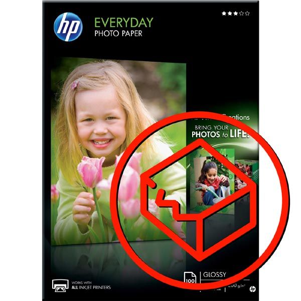 HP Everyday Glossy Photo Paper, poškodený obal, Q2510A, foto papier, lesklý, biely, A4, 200 g/m2, 100 ks, atramentový, DOPREDAJ