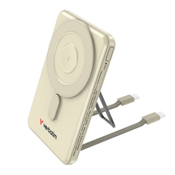 Verbatim, Power banka Charge ,n, Go s dvomi káblami, 5V, nabíjanie telefónu, 32253, 5 000mAh, magnetické pripevnenie, zlatá