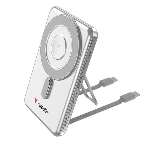 Verbatim, powerbanka, Charge ,n, Go 2C s dvomi káblami, 5V, nabíjanie telefónu, 32276, 5 000mAh, magnetické pripevnenie, striebo