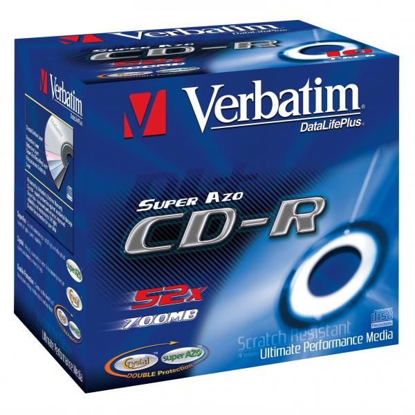 CD-R disk, Jewelcase, AZO, 700MB, 52x, 1 ks, klasický obal, VERBATIM "DataLife Plus"