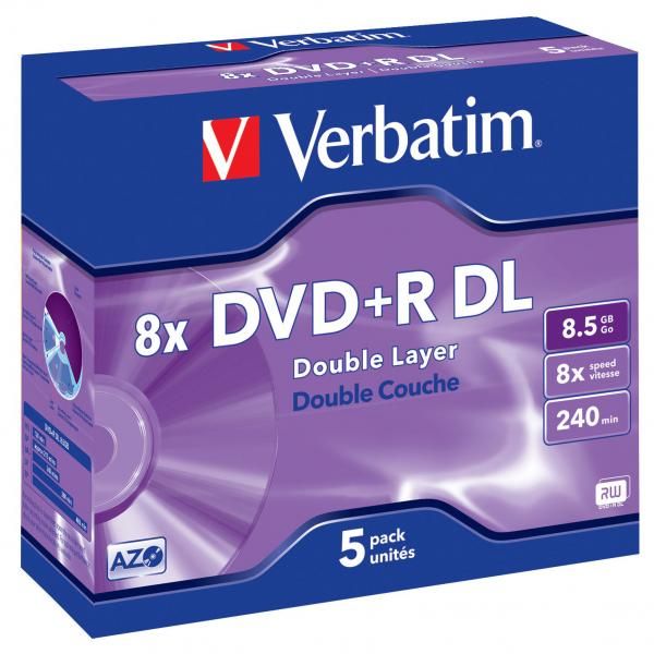 DVD+R disk, dvojvrstvový, 8,5GB, 8x, 1 ks, klasický obal, VERBATIM "Double Layer"