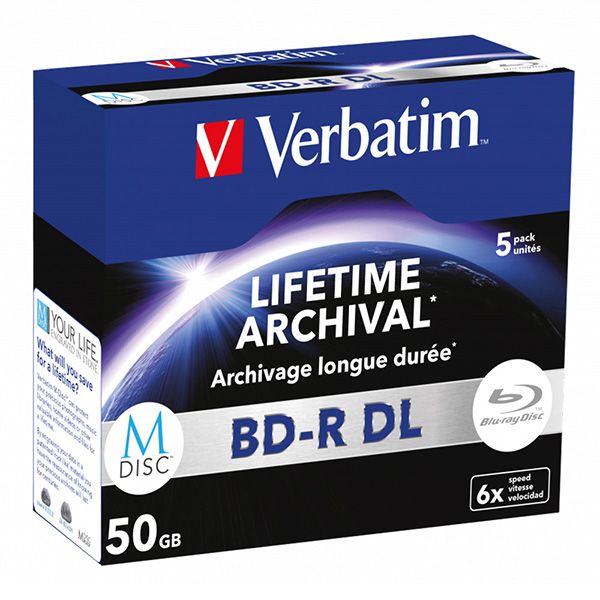 Verbatim BD-R DL, LIFETIME ARCHIVAL, 50GB, jewel case, 43846, 6x, Balenie po 5 kusoch
