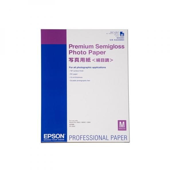 Epson Premium Semigloss Photo Paper, C13S042093, foto papier, pololesklý, biely, Stylus Photo 1270, 2000P, A2, 251 g/m2, 25 ks, 