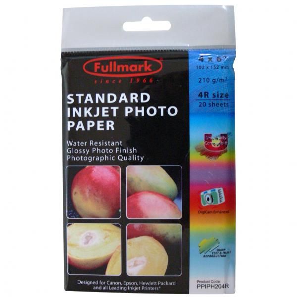 Fullmark Standard Inkjet Photo Paper, foto papier, lesklý, biely, 10x15cm, 4x6", 210 g/m2, 4880dpi, 20 ks, atramentový