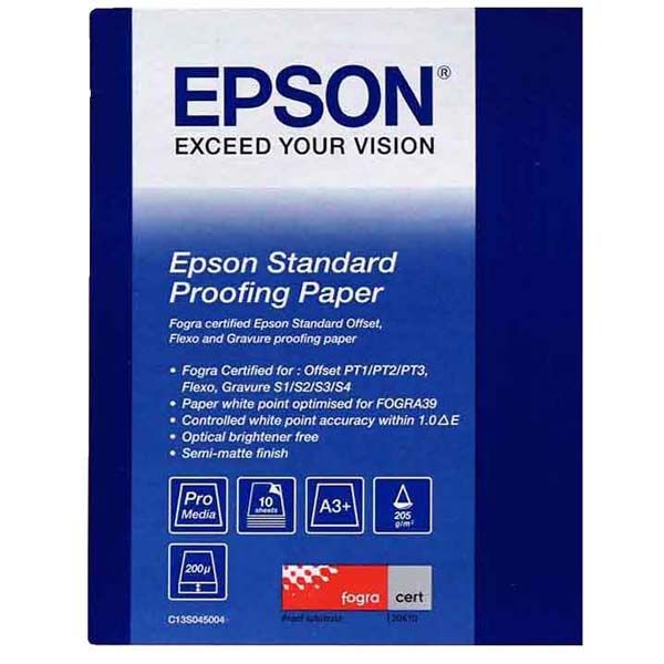 Epson Standard Proofing Paper, C13S045004, foto papier, polomatný, biely, A3+, 205 g/m2, 10 ks, atramentový