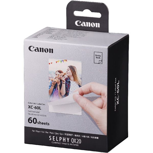 Canon XC-60L papier + ink, XC-60L, foto papier, samolepiaci, 6756C001, biely, 60 ks, termosublimačná,SELPHY Square QX20