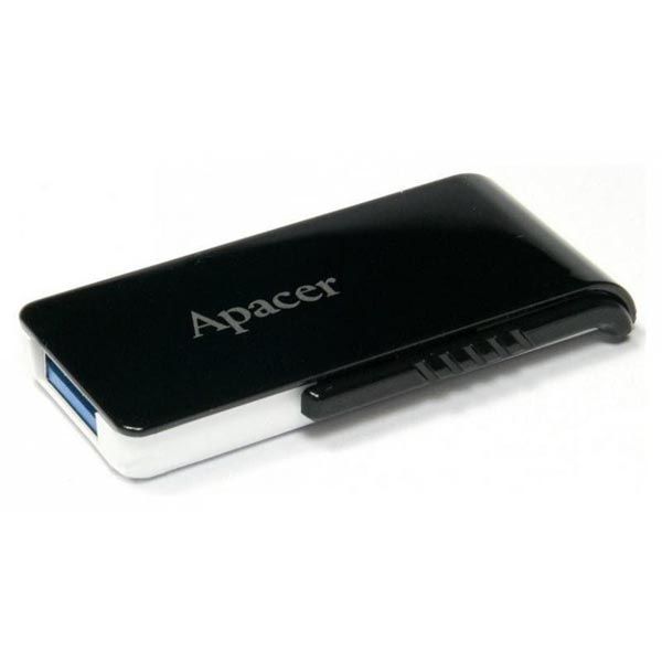 Apacer USB flash disk, USB 3.0, 64GB, AH350, čierny, AP64GAH350B-1, USB A, s výsuvným konektorom, DOPREDAJ