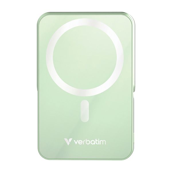 Verbatim power banka s bezdrôtovým nabíjaním 5V, nabíjanie telefónu, 32259, 10 000mAh, magnetické pripevnenie, zelená