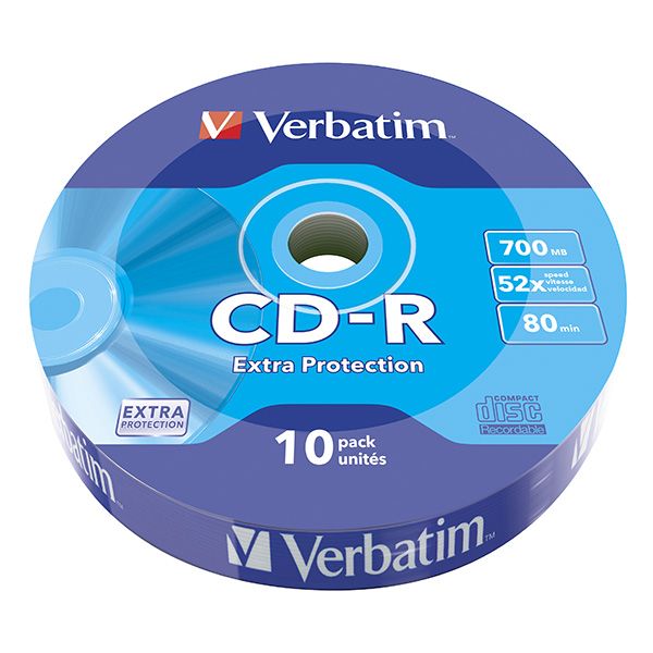 CD-R disk, 700MB, 52x, 10 ks, zmršťovacie balenie, VERBATIM "DataLife", 10ks