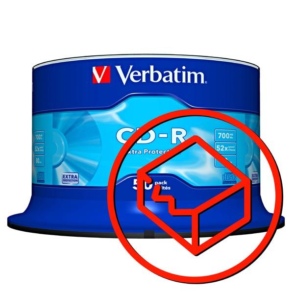 Verbatim CD-R, 43351, DataLife, 50-pack, 700MB, Extra Protection, 52x, 80min., 12cm, bez možnosti potlače, cake box, Standard, p