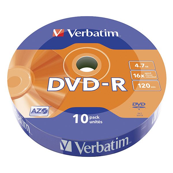 DVD-R disk, 4,7GB, 16x, 10 ks, zmršťovacie balenie, VERBATIM, 10ks