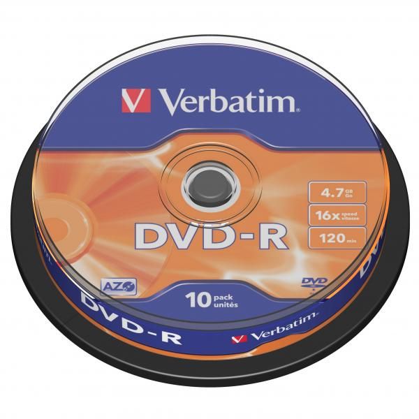 DVD-R disk, AZO,  4,7GB, 16x, 10 ks, cake box, VERBATIM, 10ks