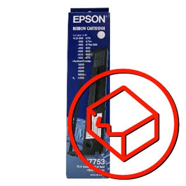 Epson originál páska do tlačiarne, C13S015337, čierna, Epson poškodený obaltyp