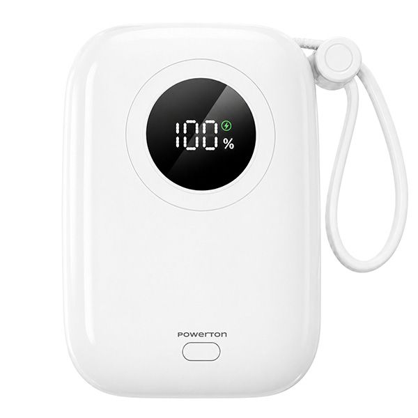 Powerton ENERGY WHITE EDITION Powerbanka 10000mAh, 2x USB-C, 22.5W, integrované káble, biela