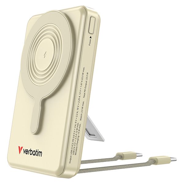 Verbatim power banka Charge ,n, Go 2C  Display s káblami 12V, nabíjanie telefónu, 32274, 10000mAh, magnetické pripevnenie, zlatá