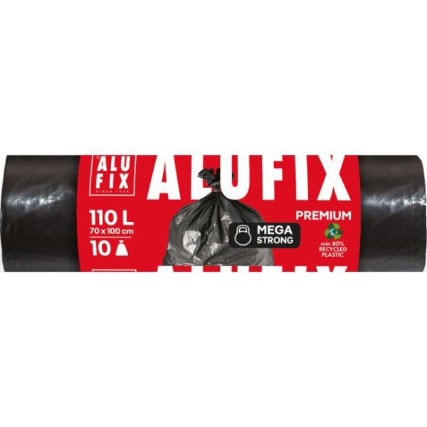 Vrecia na odpadky mega, 110 ℓ / 10 ks, 80mic., 70 x 100 cm čierne, LDPE 